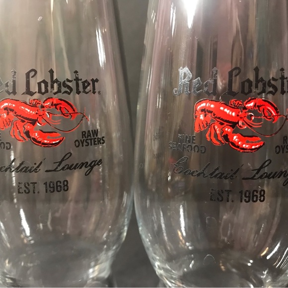 2 Rare Vintage Red Lobster Collectible Tall Cocktail Lounge Drinking Glasses - Picture 2 of 8